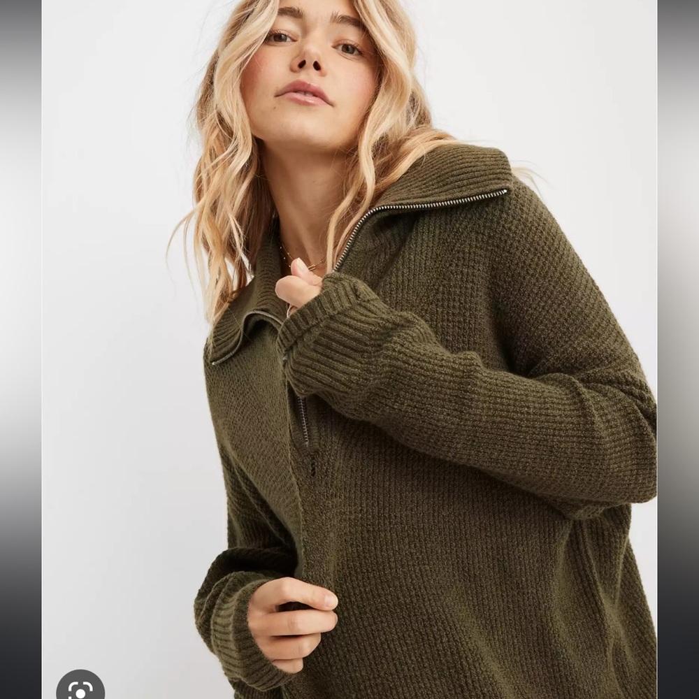 Aerie Cozyup Waffle Knit quarter zip